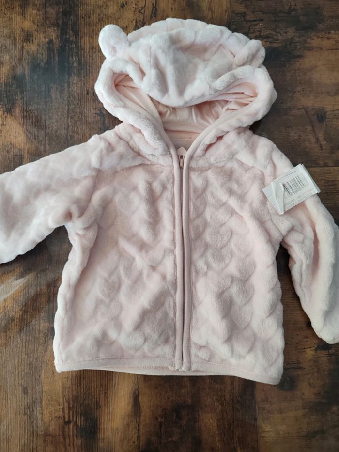 Veste a capuche coeur rose pale 6 mois la halle - photo numéro 2