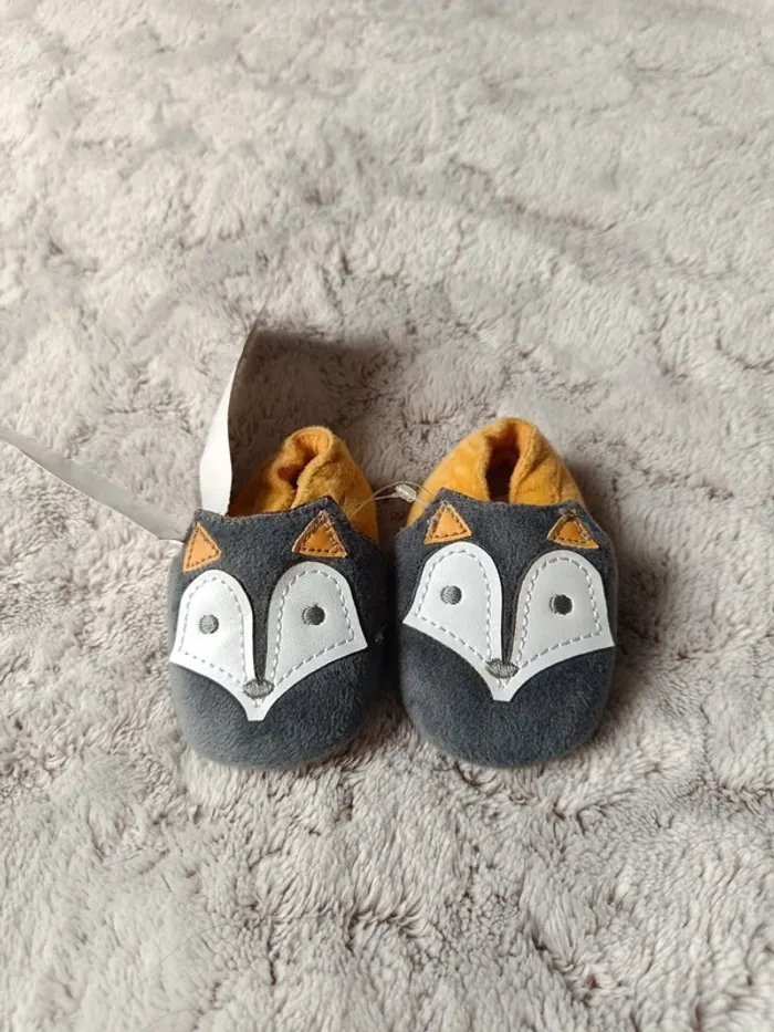 Chaussons renard neuf gris foncé jaune 16