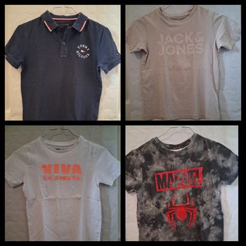 Lot vêtements garçon de 4 t-shirt taille 8 ans tommy hilfiger, jack et jones marvel, gemo