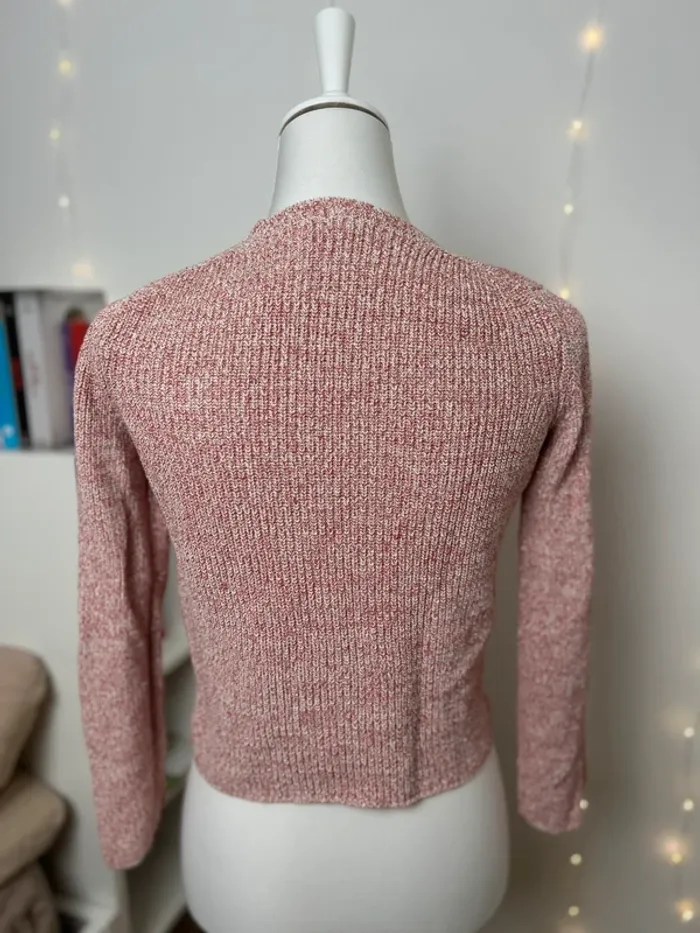 Pull court rose/doré pailleté Maje taille S/M - photo numéro 3