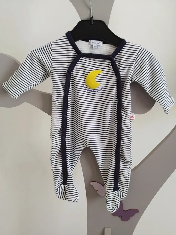 Pyjama à rayures bleu marine et blanc Absorba taille 1 mois