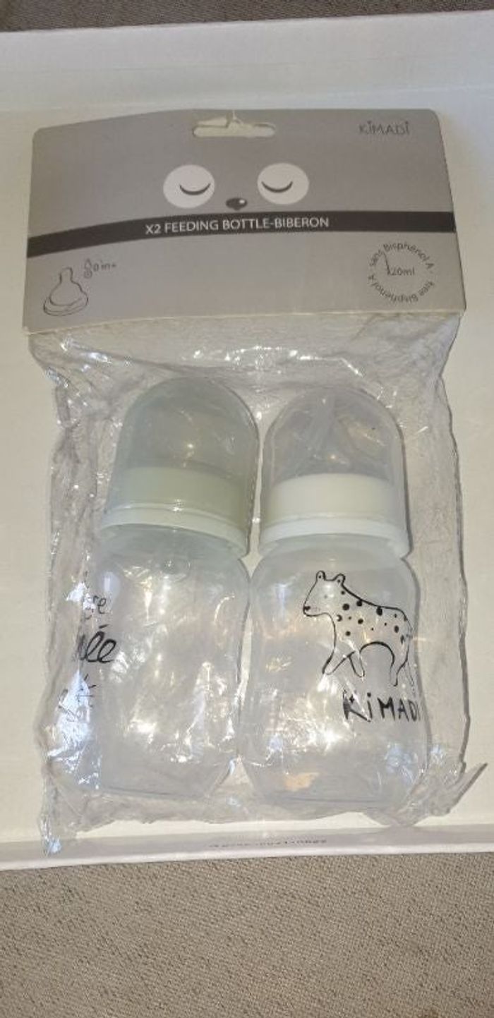Lot de 2 biberons 1ère âge 120 ml neufs