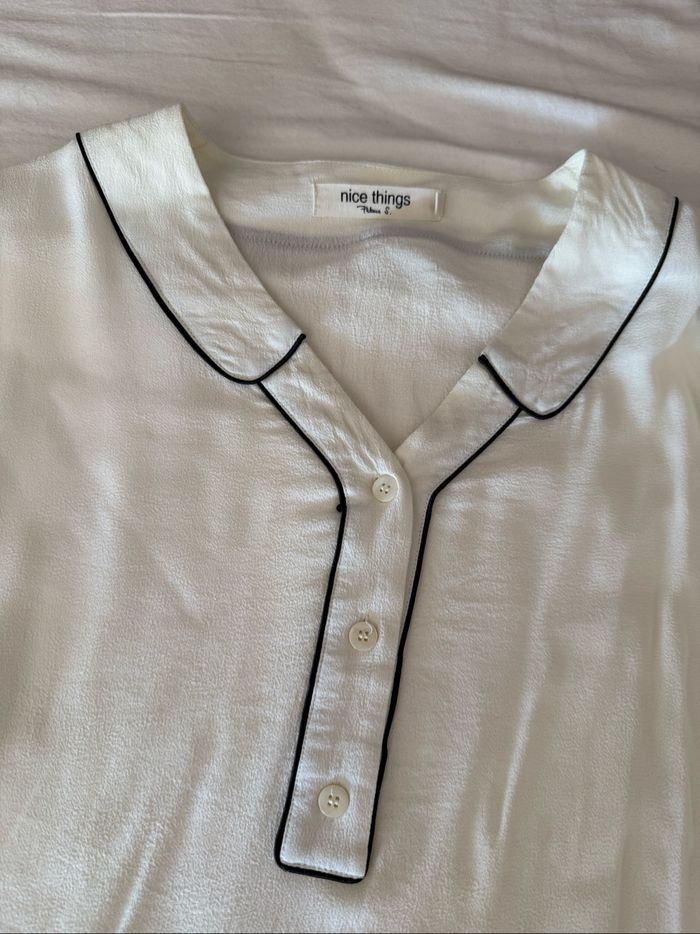 Blouse à manches longues crème avec liseret noir Nice Things - Taille 40. - photo numéro 3