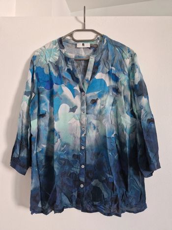 Chemisier manches 3/4 bleu