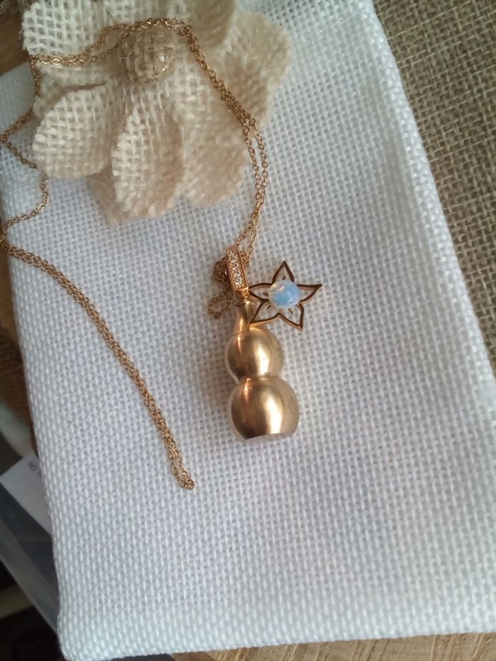 Collier gourde chinoise avec fleur et pierre d'Opale - photo numéro 6