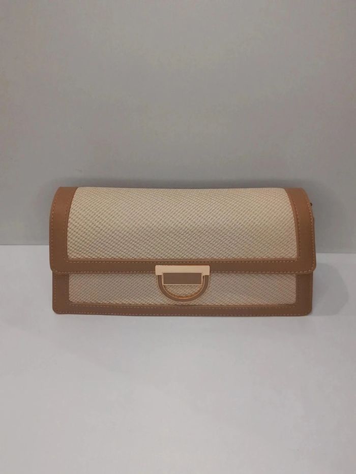 Sac à main pochette Tom & Eva beige et marron en similicuir