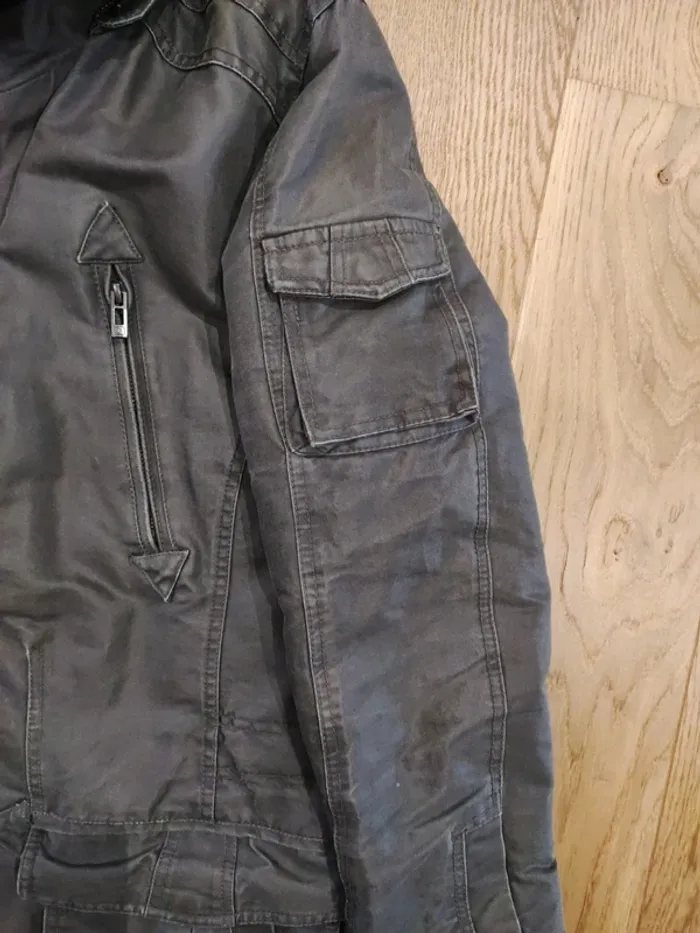 Manteau gris foncé avec capuche amovible - L - photo numéro 10