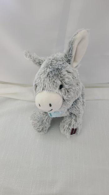 Doudou ane gris blanc foulard bleu Régliss KALOO
