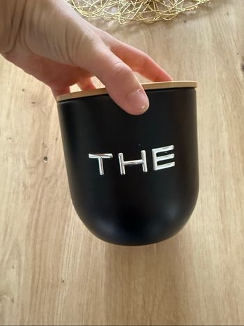 Boîte à thé noir bois avec couvercle neuf