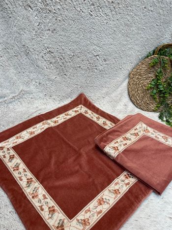 Lot de 2 housses de coussin en velours bois de rose - Vintage 