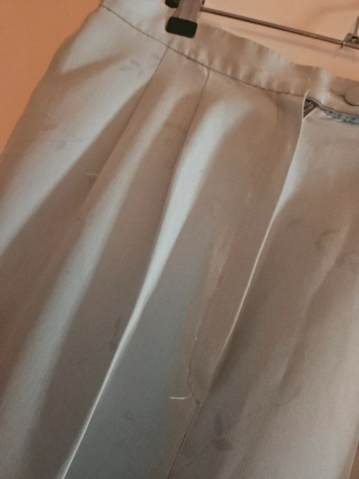 Pantalon droit léger cousu main, taille haute, bleu, taille M - photo numéro 2