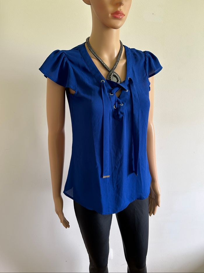 Blouse bleue à manches courtes Morgan taille 36 jamais portée - photo numéro 2