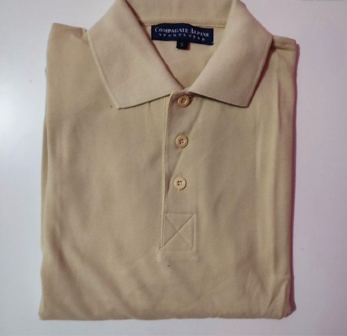 Polo beige 100% coton pour homme taille S, Compagnie Alpine
