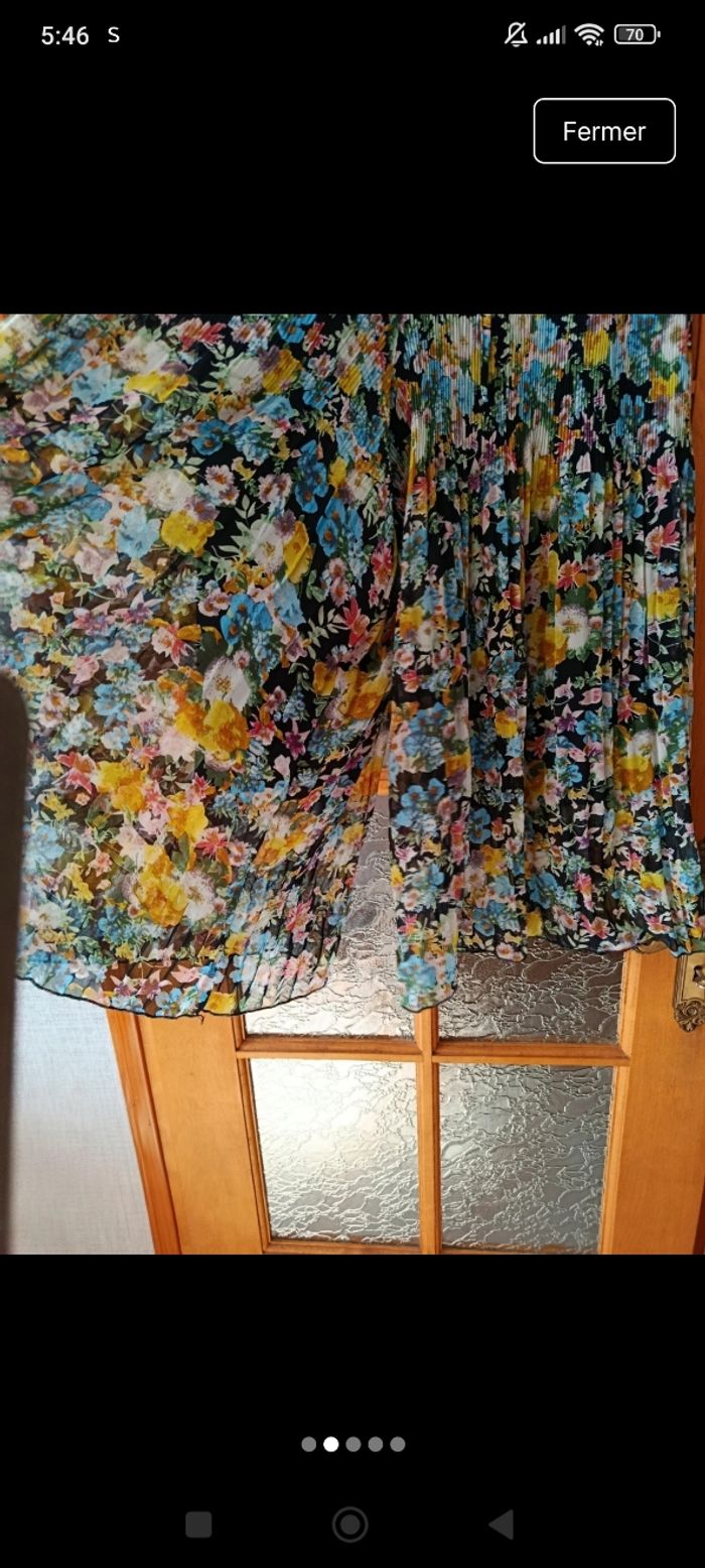 Pantalon plissé jambes larges motif fleur - photo numéro 2