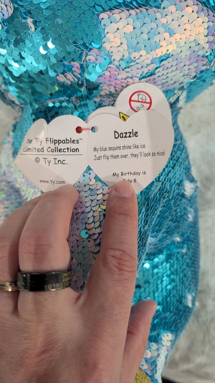 Peluche Ty Flippables Taille L Dazzle la licorne 41 cm neuve - photo numéro 5