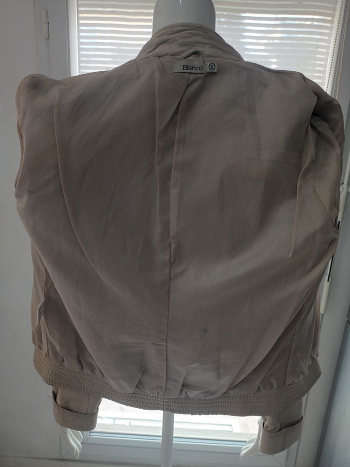 Veste vintage cuir souple Serge Blanco de couleur crème  taille S - photo numéro 6