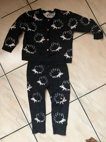 Ensemble catimini pantalon et gilet laine hérisson 18mois