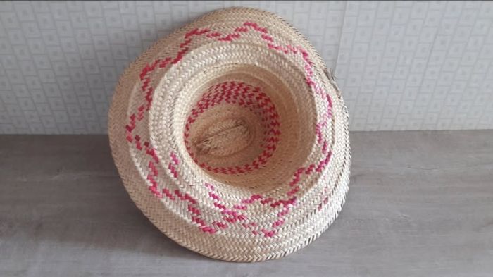 Chapeau En Paille style Orientale Fait Main Neuf - photo numéro 5