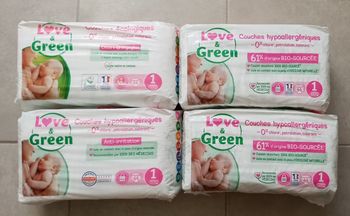 4 paquets de couches love and green taille 1