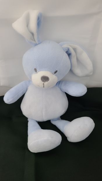Doudou Lapin bleu blanc MES PETITS CAILLOUX