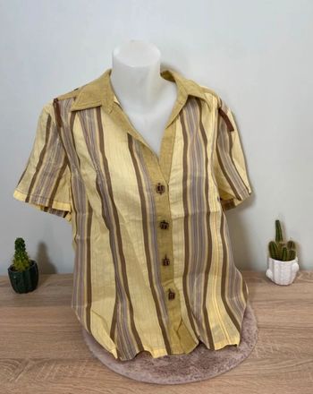 Chemise manches courtes jaune à rayures