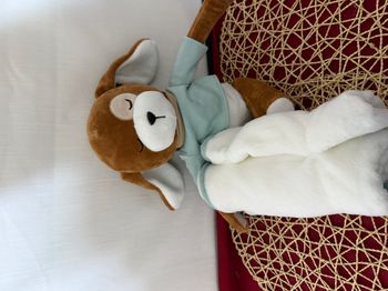 Doudou velours et plaid polaire lapin marron bébé naissance
