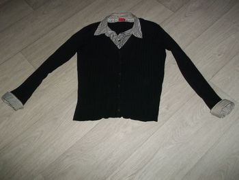 Pull faux gilet chemise TISSAIA noir et blanc taille 42/44 TBE