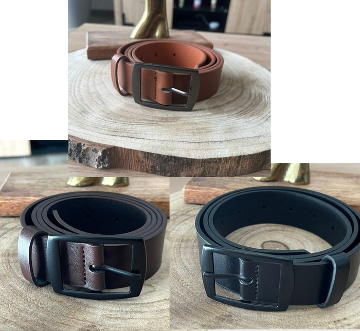 Ceinture homme marron noir camel  boucle noire neuve