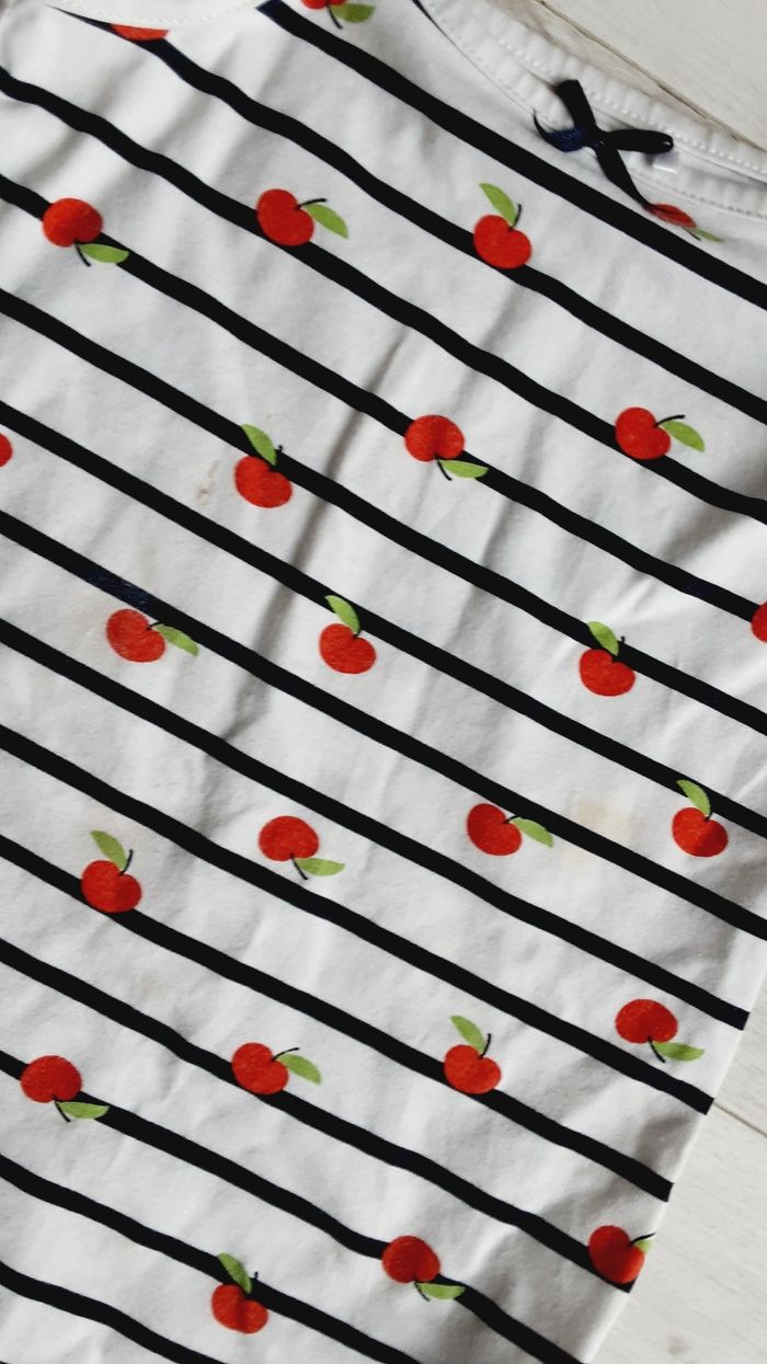 Vêtement fille pyjama chemise de nuit pomme rayée Orchestra 3 ans - photo numéro 2