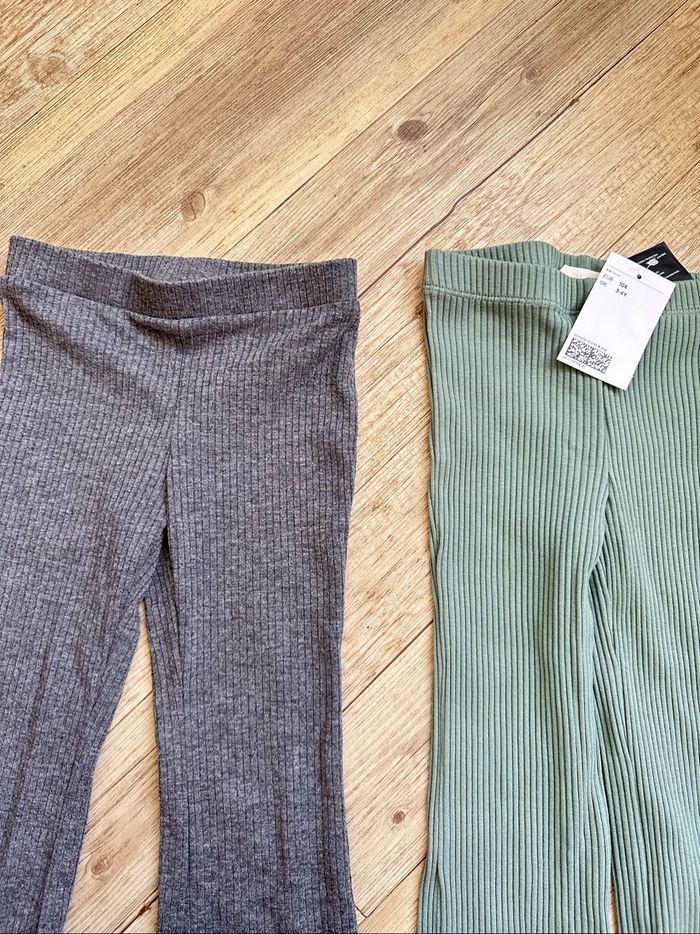 Lot legging évasée gris et vert 3/4 ans h&m - photo numéro 3