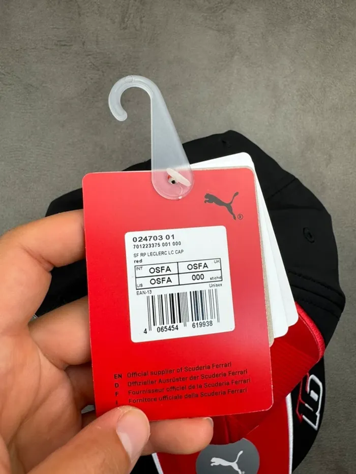 Casquette Puma Ferrari Charles Leclerc 16 Noir et Rouge Neuve - photo numéro 8
