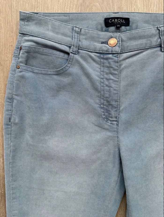 Pantalon Caroll velours côtelé taille 36 bleu ciel - photo numéro 8