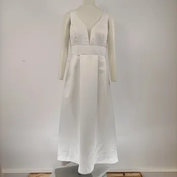 Robe longue blanche satinée Charms avec veste boléro assortie taille S cérémonie A099