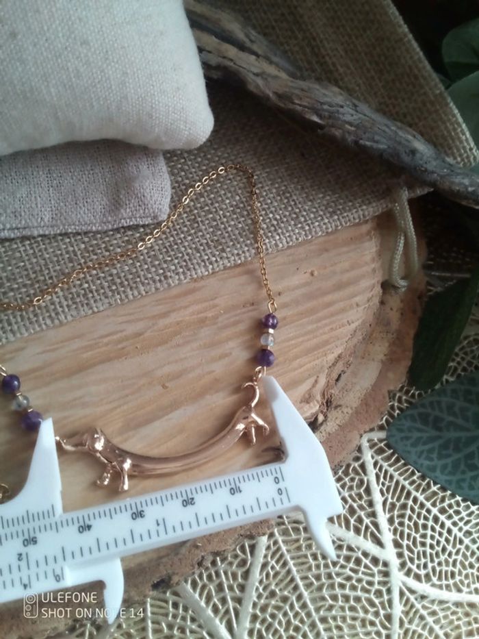Collier chien et pierres naturelles semi précieuses - photo numéro 2