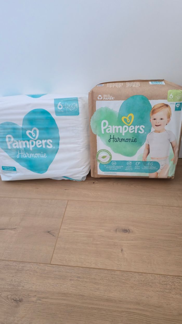 2 paquets couches pampers harmonie