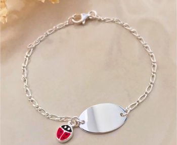 🌟 Gourmette enfant en argent 925 – Charm coccinelle porte-bonheur