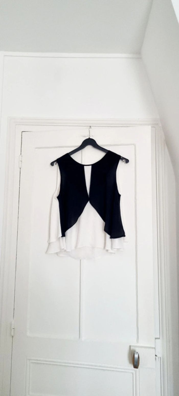 Top débardeur blouse noir et blanc zara M 38 - photo numéro 7
