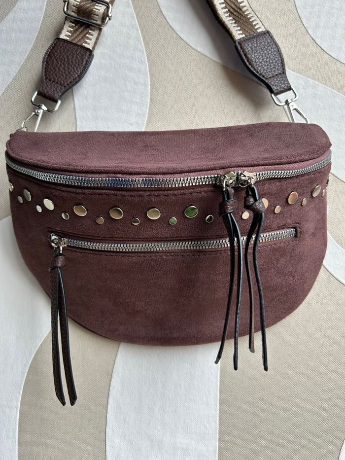 Sac banane  café façon daim