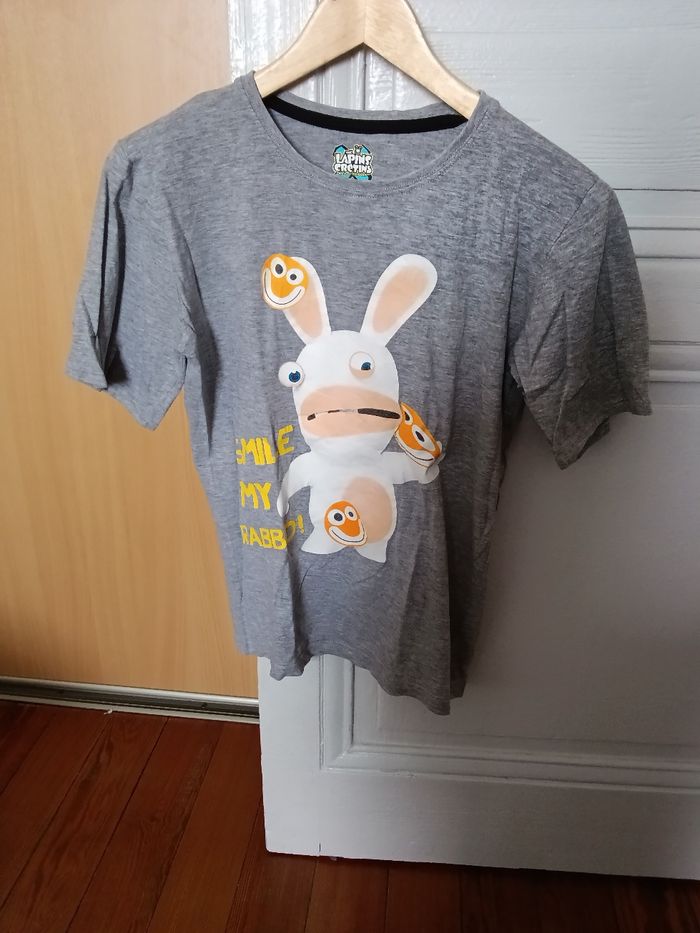 Tee-shirt the lapins crétins gris et multicolore