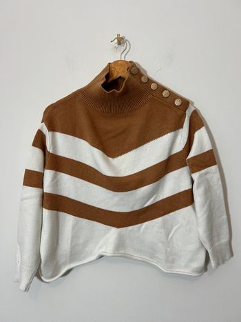 Pull rayé marron et blanc