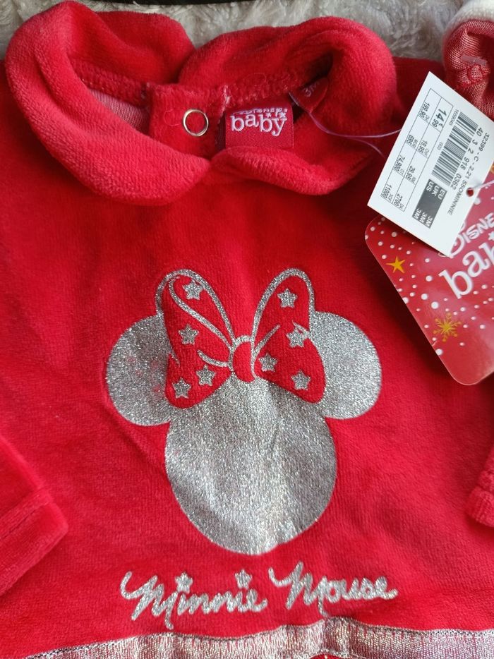 Ensemble Noël (pyjama+bonnet) Minnie mère père Noël Fille 3 mois paillettes tulle Disney Baby - photo numéro 3