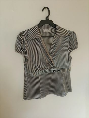 Chemisier rayé noir & blanc – Gabriella (Made in Italy) vintage rayures chic cintrée rétro pro