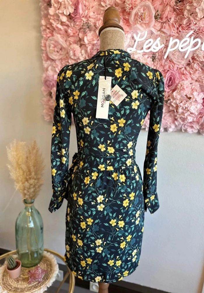 Robe verte portefeuille à motifs fleuris, taille 34 - Morgan - photo numéro 5