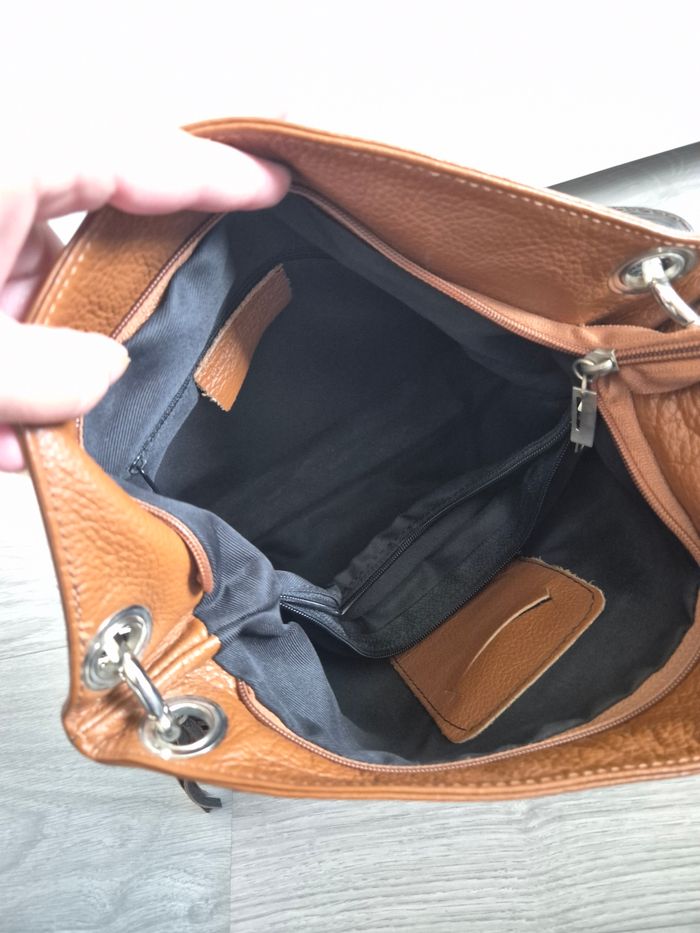 Sac à main beige et marron The Genuine Leather - photo numéro 8