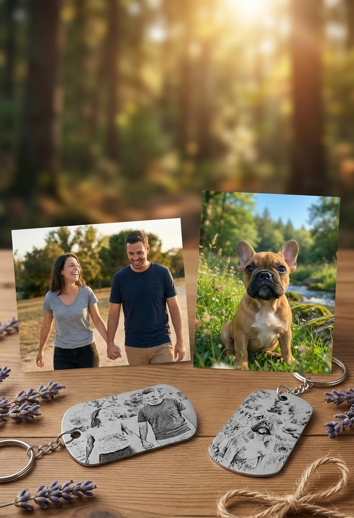 Porte-clés Métal GRAVÉ PHOTO - Personnalisé & Unique - Idée Cadeau