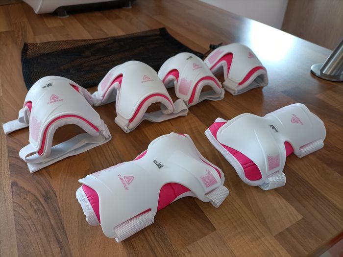 Kit roller de protection firefly 10-12 ans rose et blanc ados M - photo numéro 4