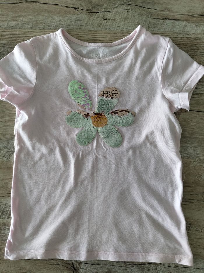 Tee shirt sequins marguerite