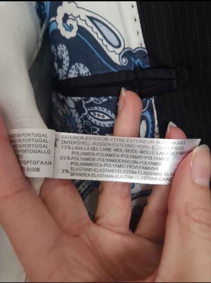 Belle ensemble tailleur veste et pantalon noir a rayure blanche femme Massimo dutti taille M/38 - photo numéro 6