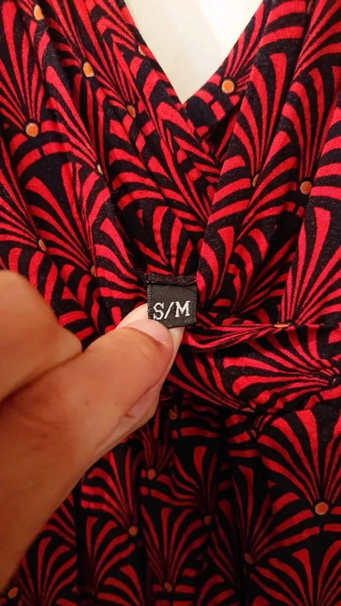 Robe été rouge à motif noir - photo numéro 3