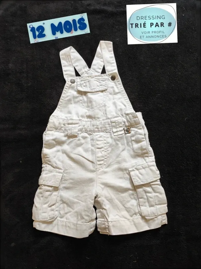 Salopette short blanche 12 mois